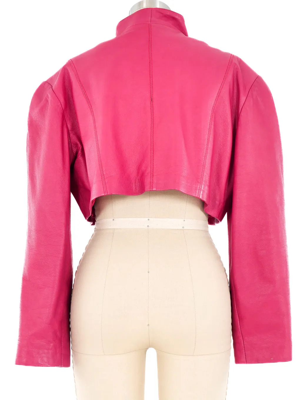 1980s Pink Cropped Leather Jacket