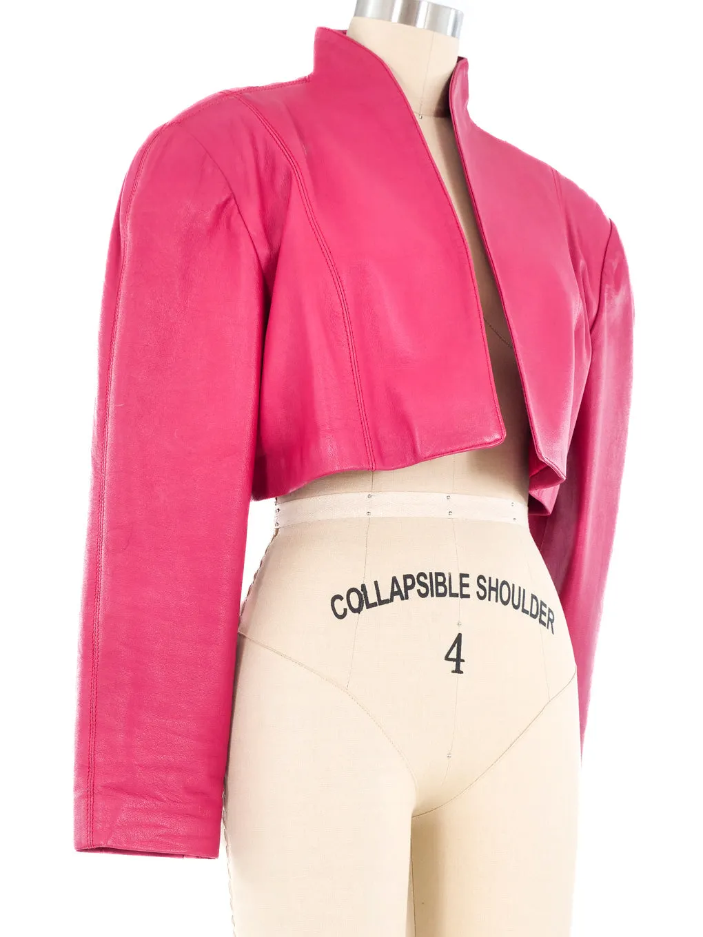 1980s Pink Cropped Leather Jacket