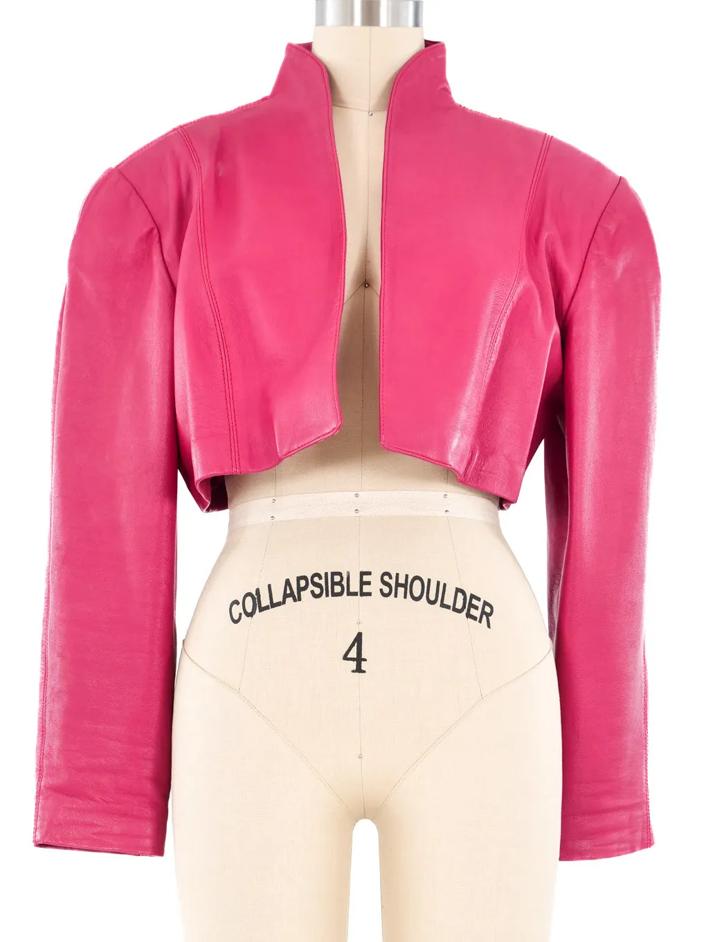 1980s Pink Cropped Leather Jacket