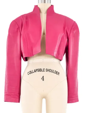 1980s Pink Cropped Leather Jacket