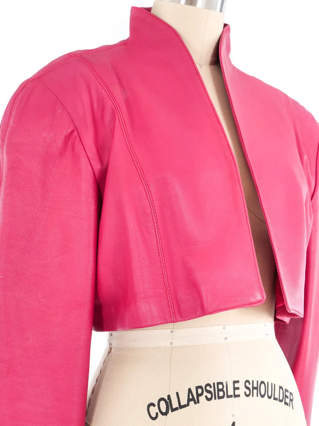 1980s Pink Cropped Leather Jacket