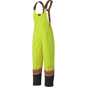 300D Trilobal Ripstop Waterproof Bib Pants, Polyester, 2X-Large, High Visibility Lime-Yellow