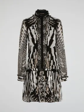 Animal Print Pleated Shirt Dress