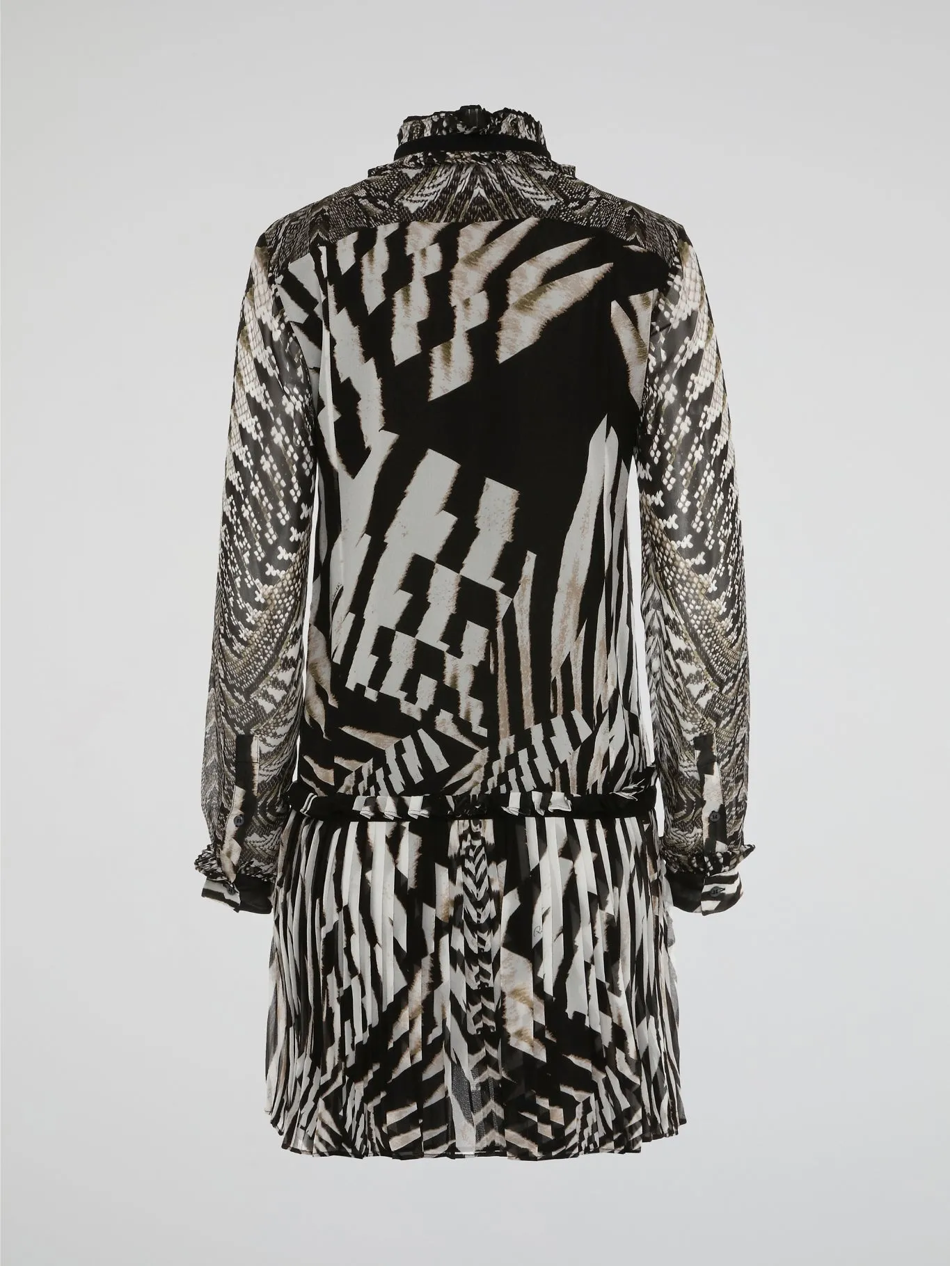 Animal Print Pleated Shirt Dress