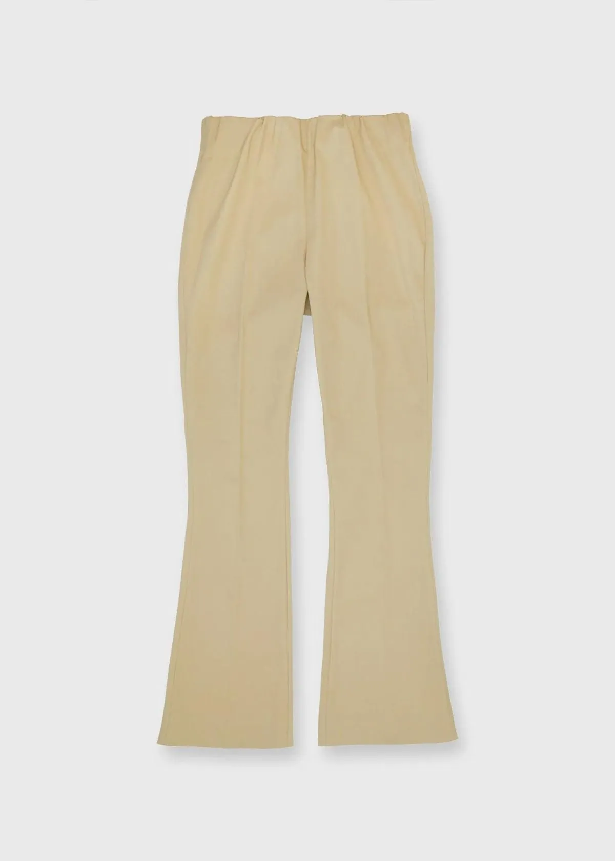 ANN MASHBURN Faye Flare Cropped Pant - Khaki Stretch Sateen