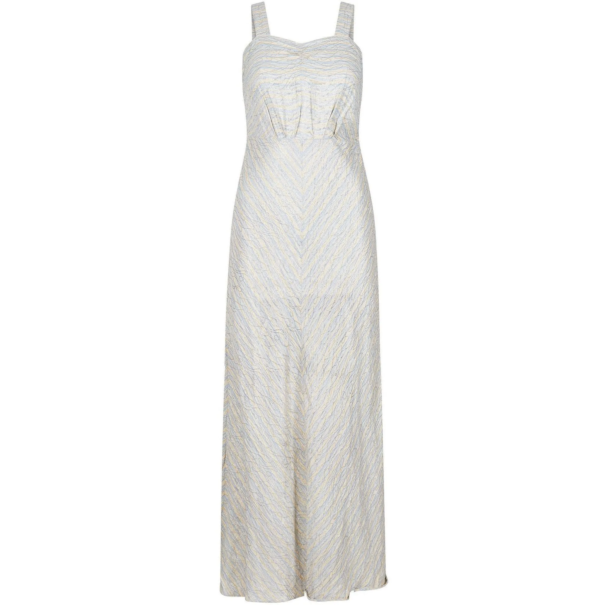 ARCHIVE - 1930s Silver Lamé Bias Cut Gown With Empire Waistband and Matching Jacket