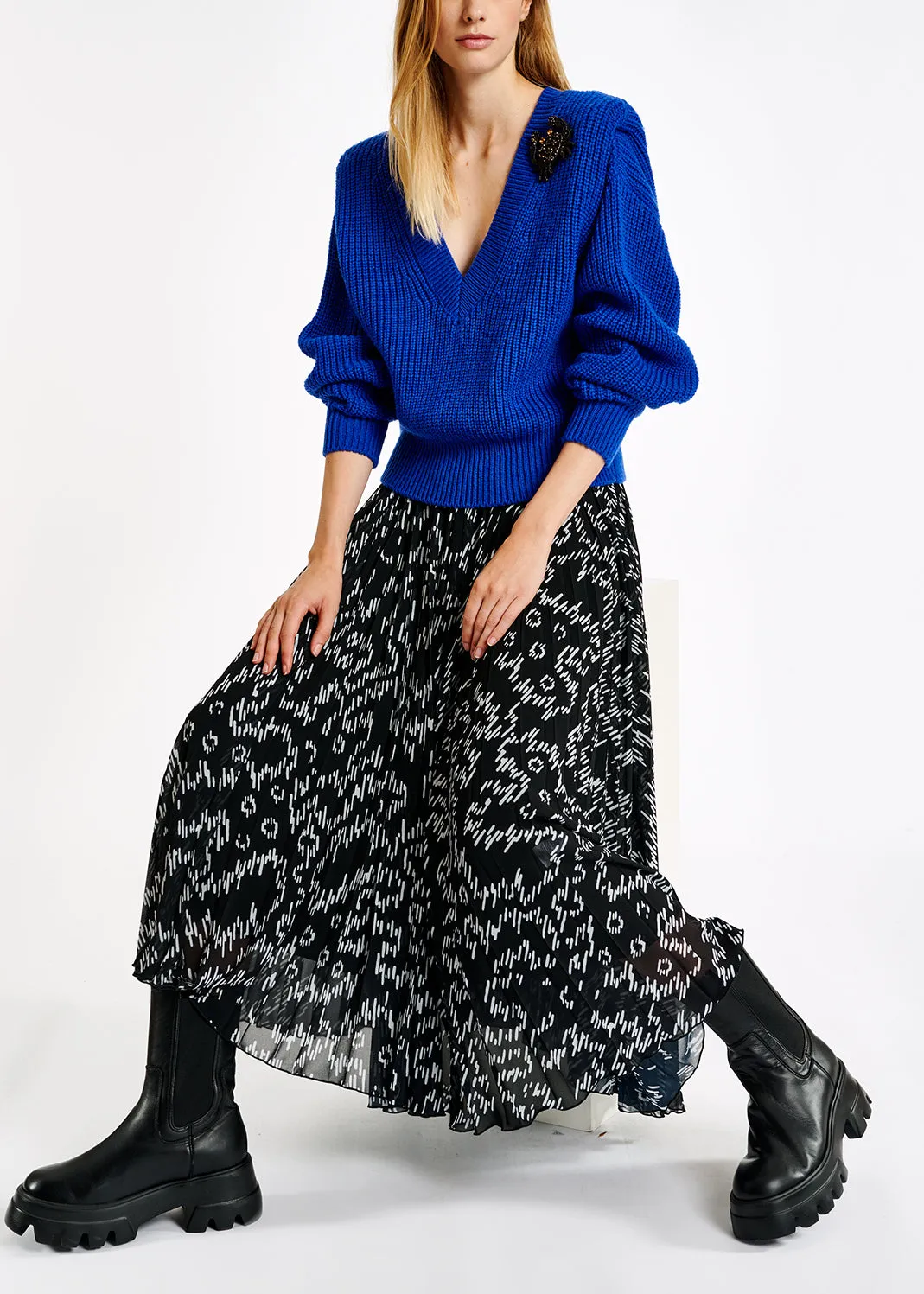 Atelevision plissé midi skirt