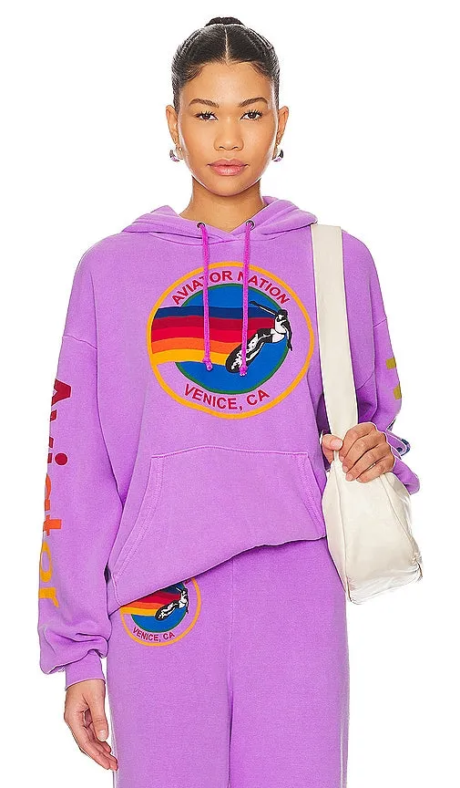 Aviator Nation Relaxed Pullover Hoodie in Purple