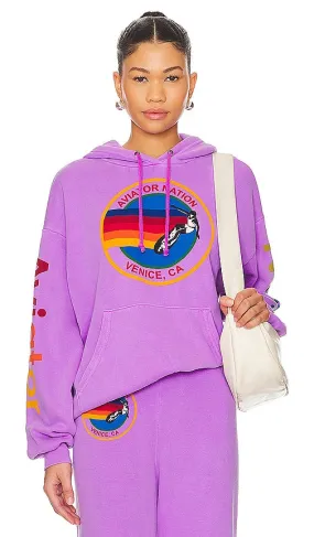 Aviator Nation Relaxed Pullover Hoodie in Purple