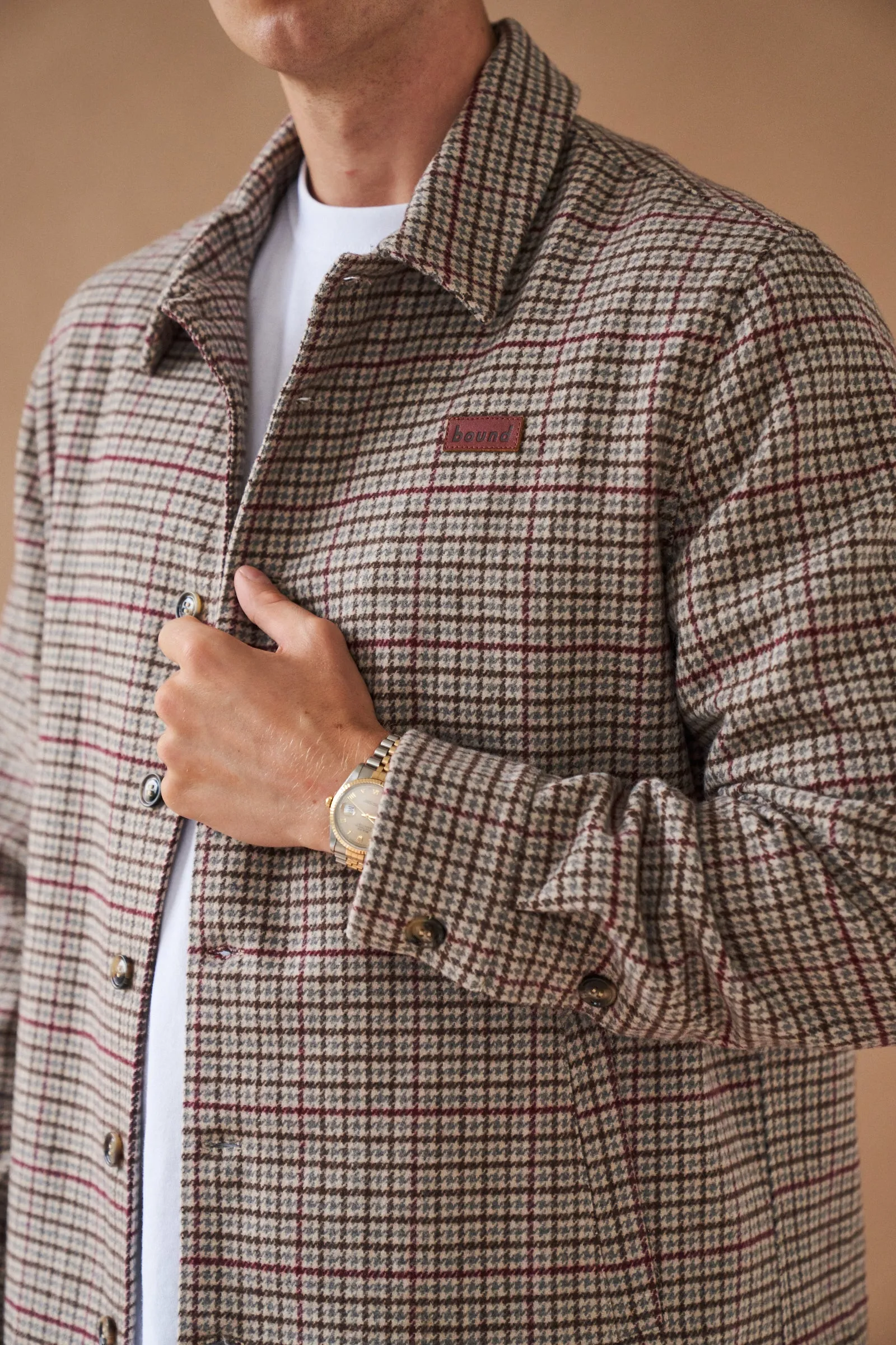 AXEL WOOL DOGTOOTH COACH JACKET