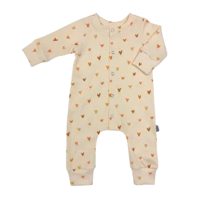 Baby Jumpsuit Rib Hartjes Creme