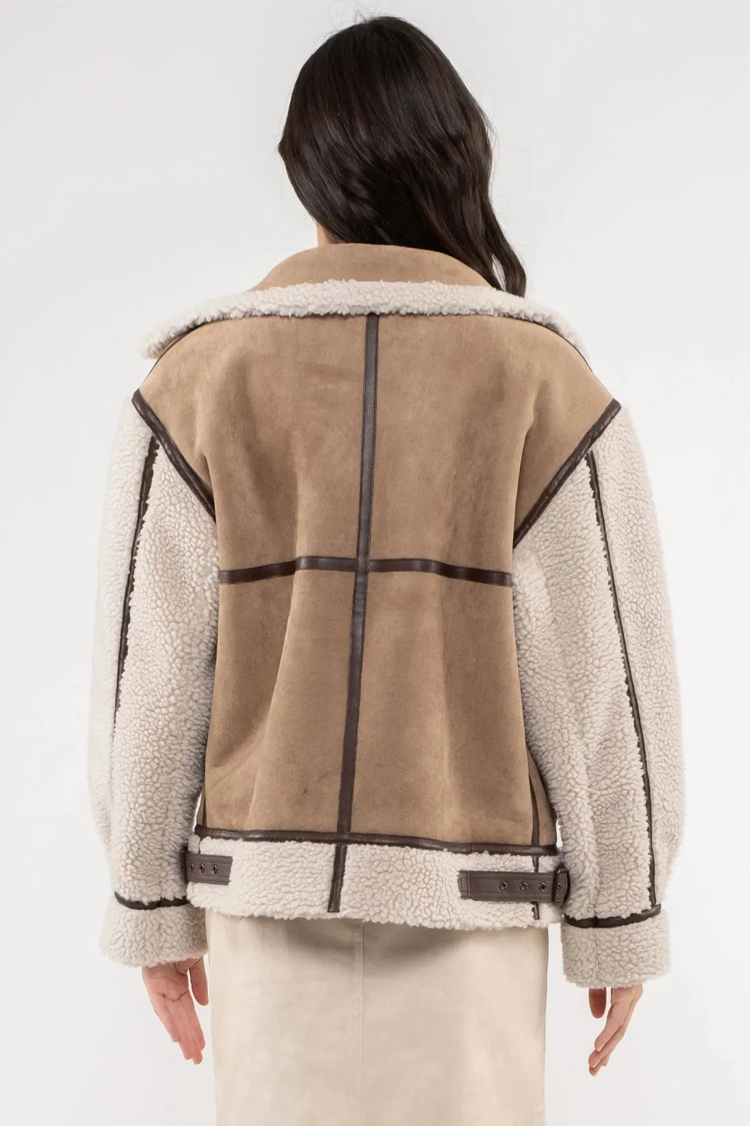 Belted Mustang Faux Shearling Jacket