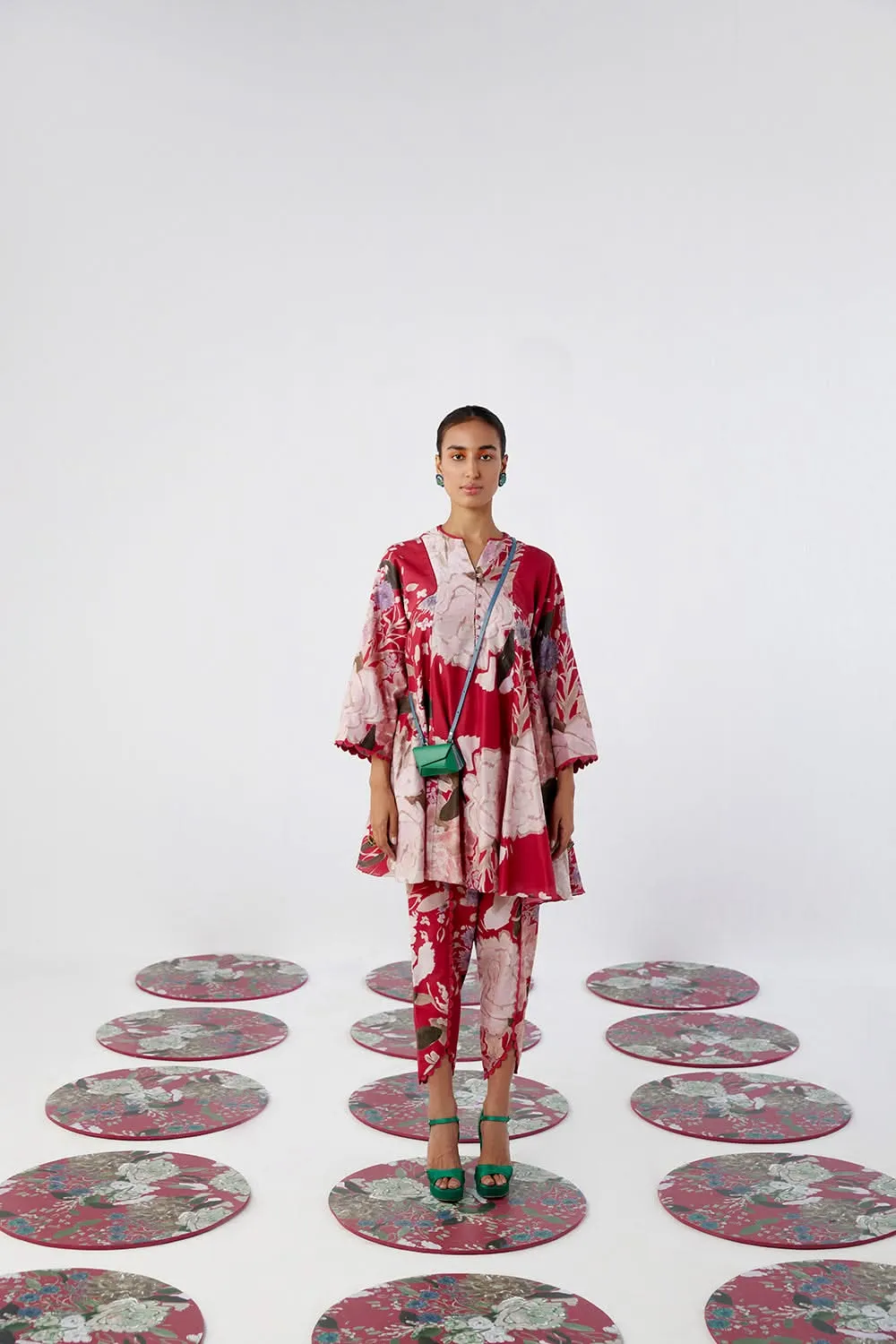 Birdie Red Multicolored Kurta Set