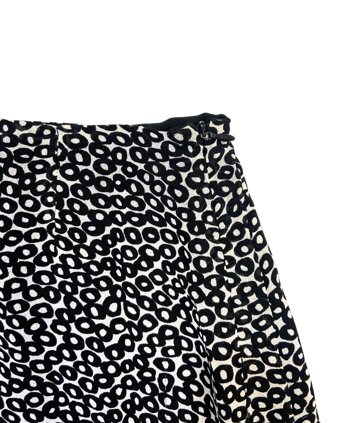 Black Ditsy Print Midi Skirt