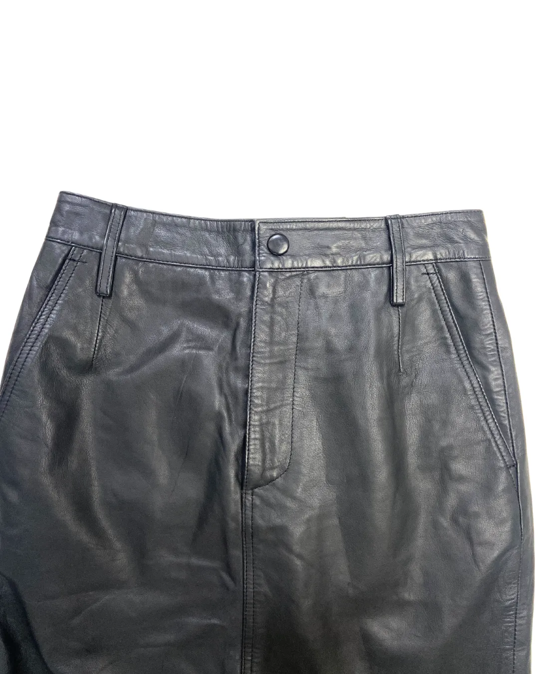 Black Leather Midi Skirt