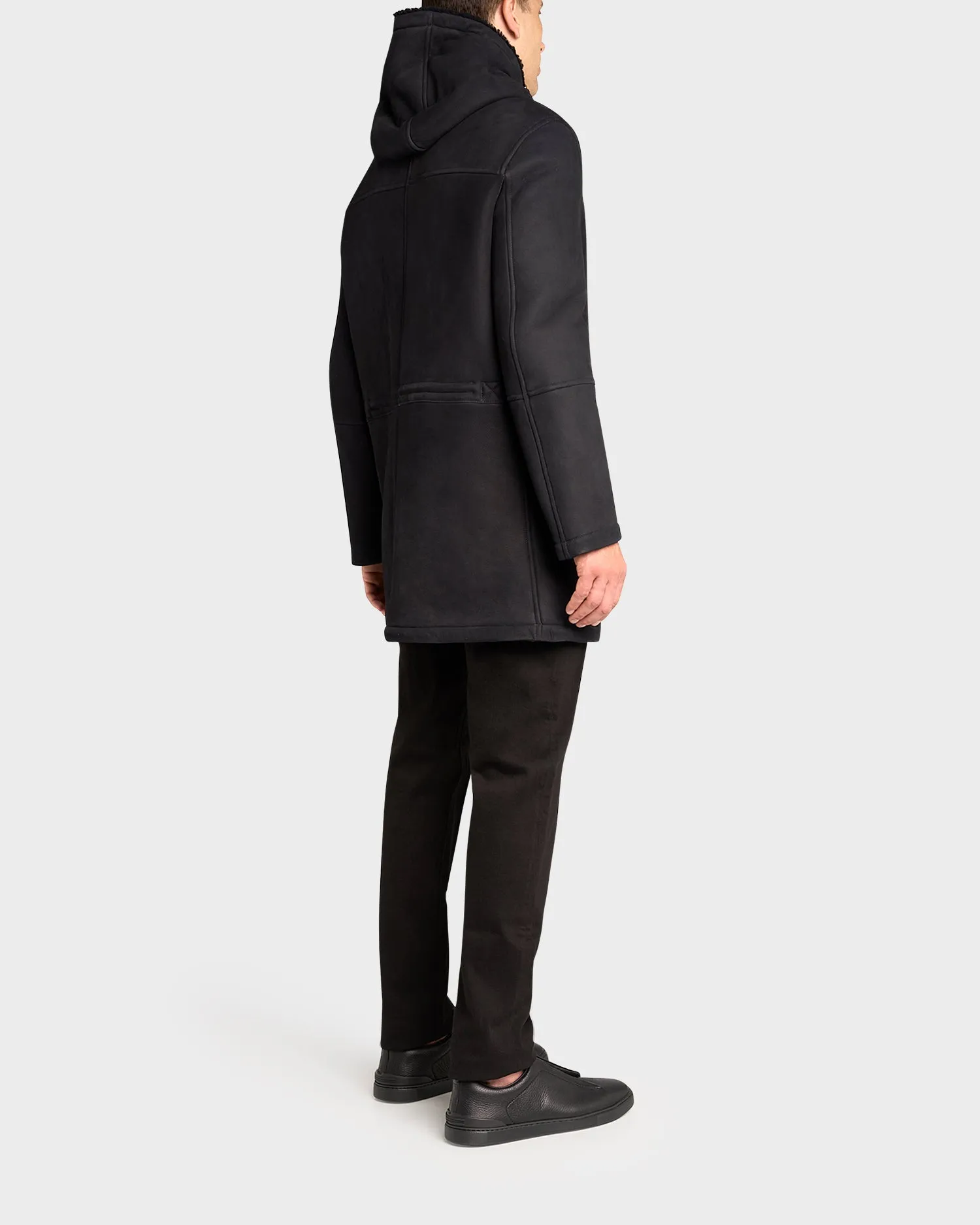 Black Suede Shearling Lined Coat