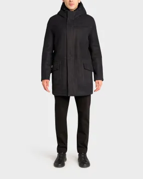 Black Suede Shearling Lined Coat