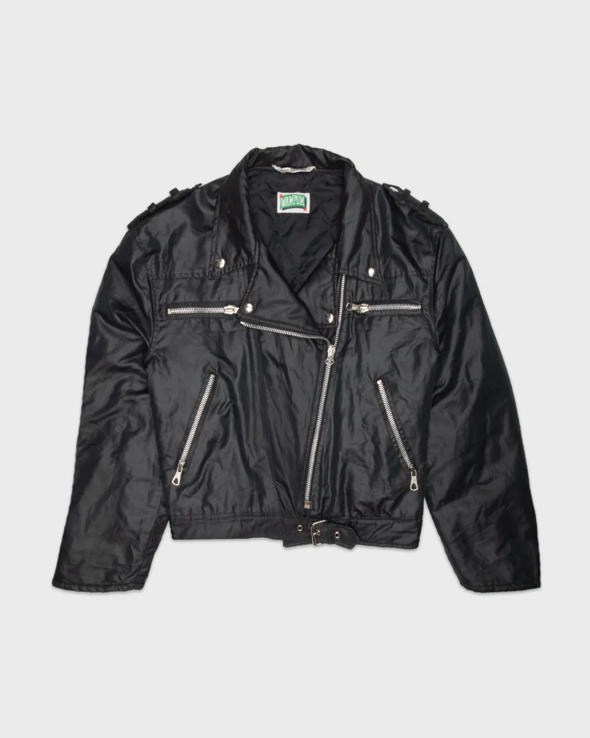 Black waterproof cropped biker jacket