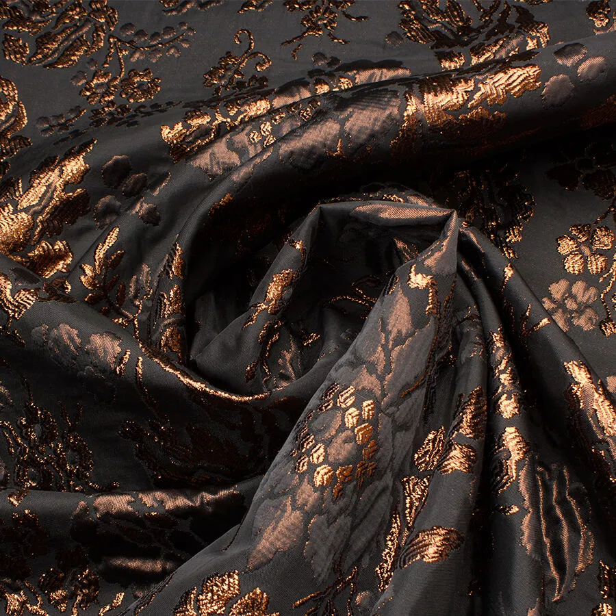 Bronze Metallic Floral Black Cloqué