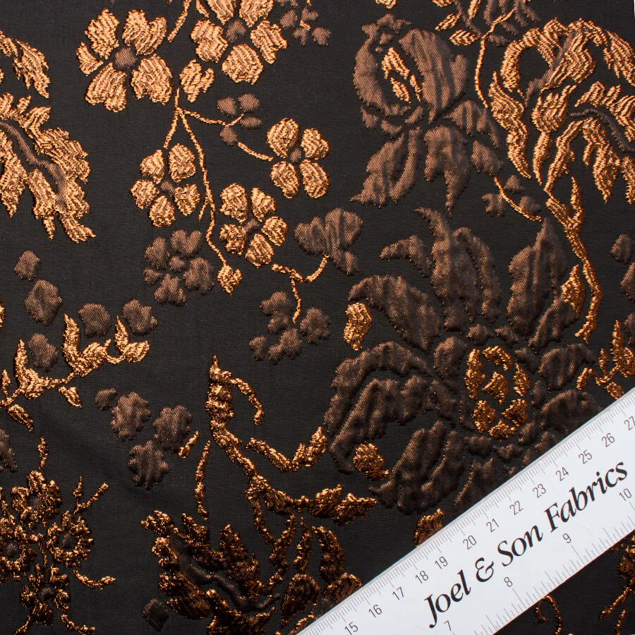 Bronze Metallic Floral Black Cloqué