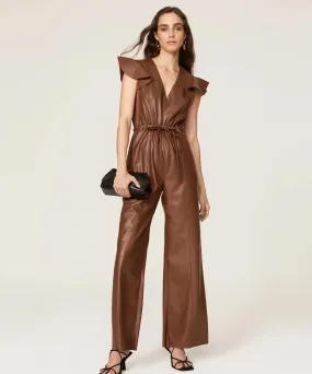 Brown Sheepskin Leather Jumpsuit