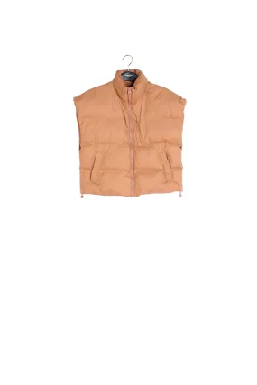 Brown sleeveless puffer jacket