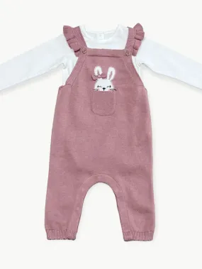 Bunny Peekaboo Ruffle Knit Overall Set