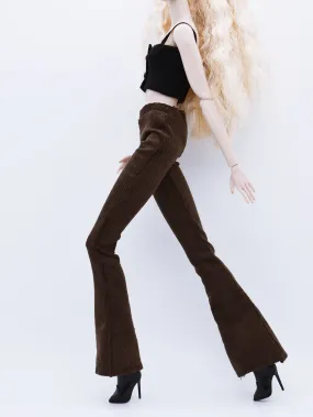 C042A Slim Fit Handmade Corduroy Flared Pants  Doll Clothes Doll Short For 12" Fashion Dolls Poppy Parker