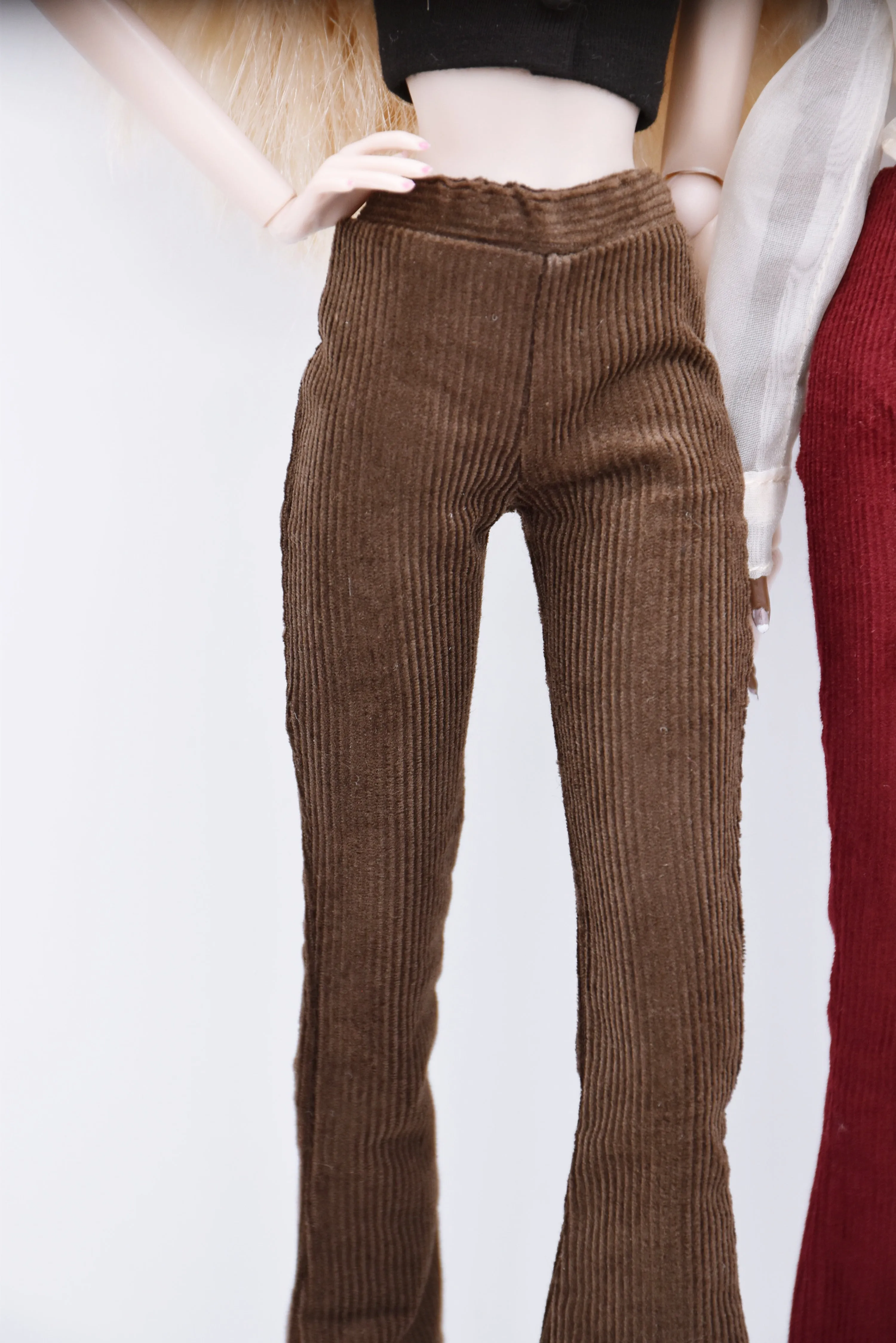 C042A Slim Fit Handmade Corduroy Flared Pants  Doll Clothes Doll Short For 12" Fashion Dolls Poppy Parker