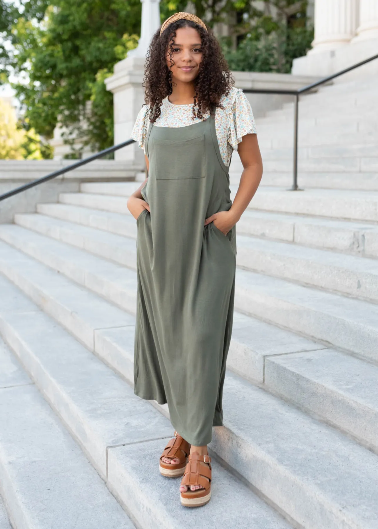 Charli Olive Overall Maxi Dress