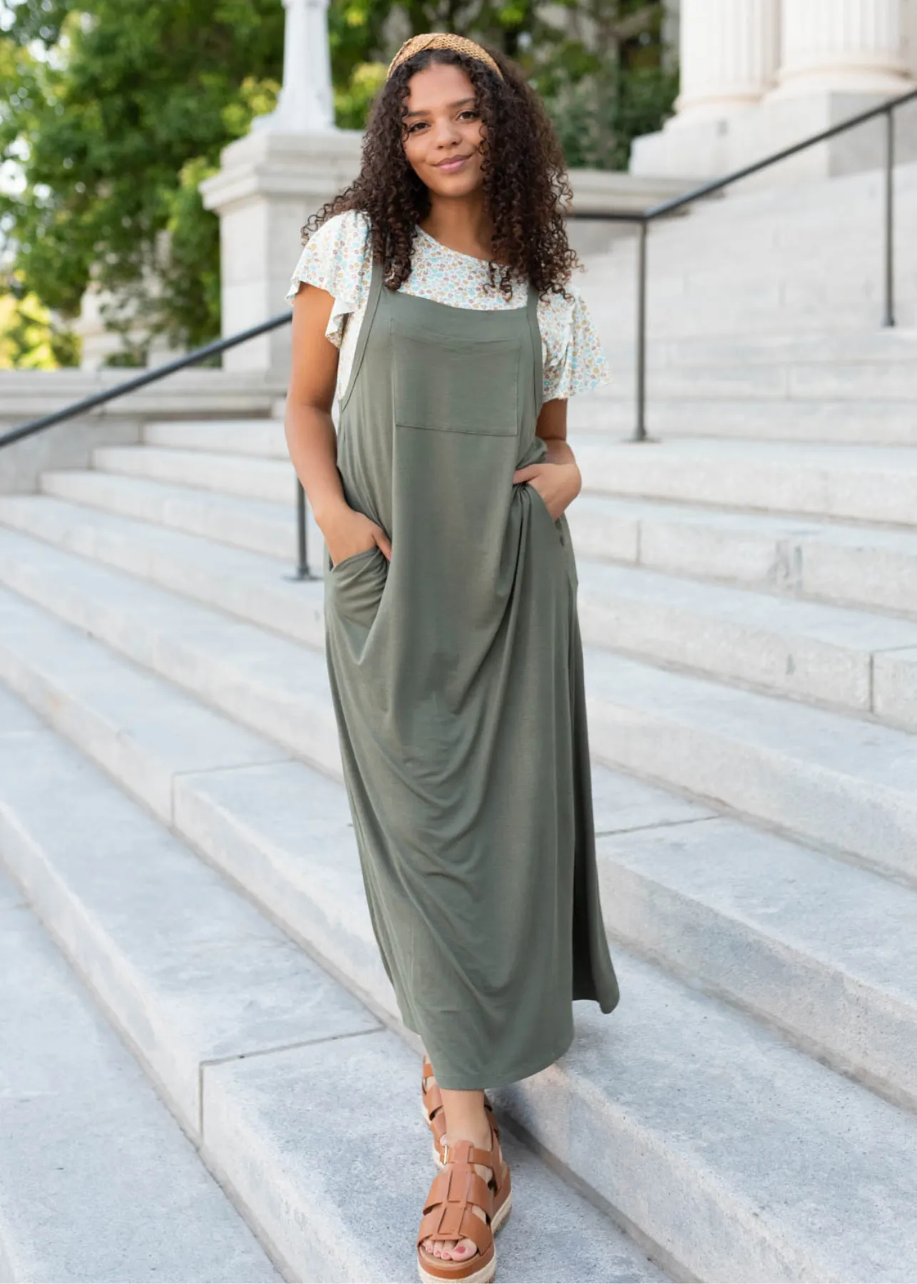 Charli Olive Overall Maxi Dress