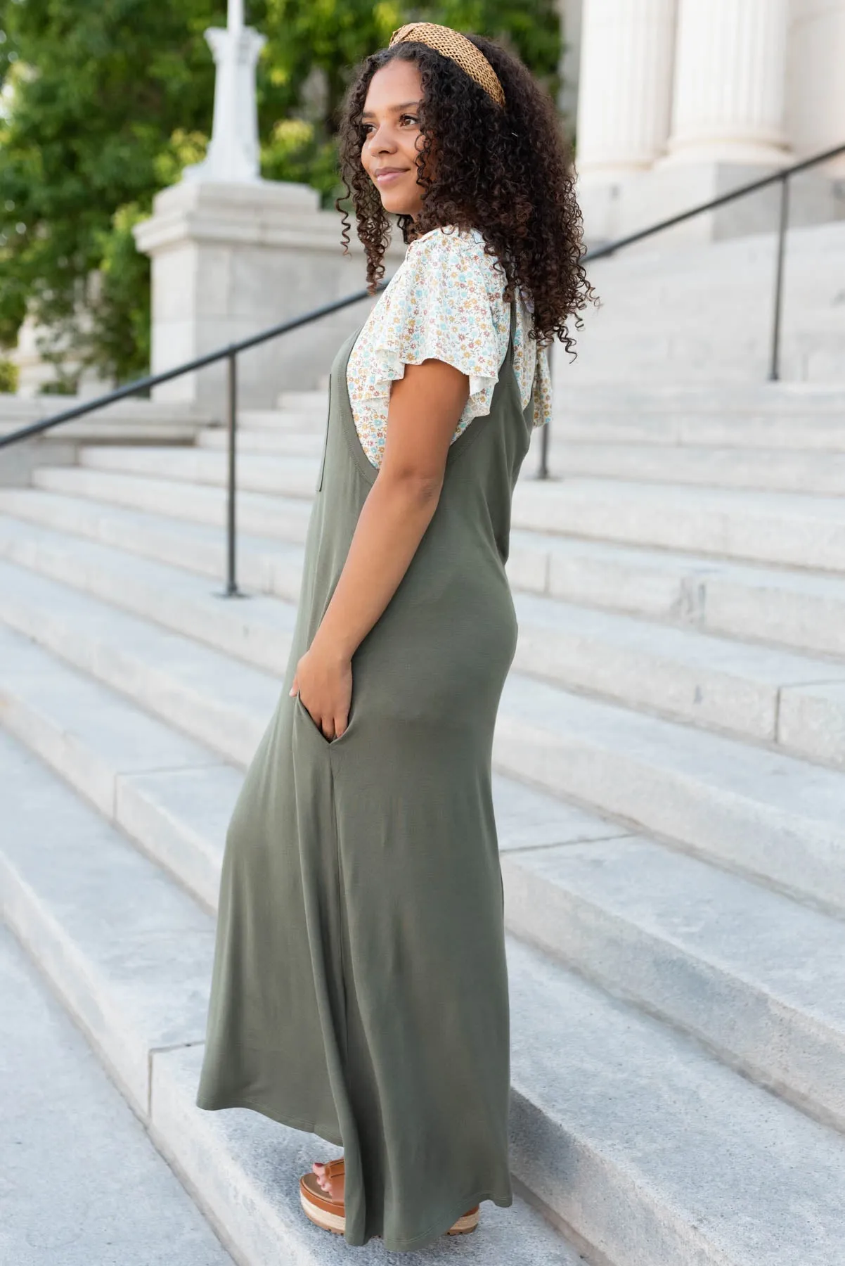 Charli Olive Overall Maxi Dress
