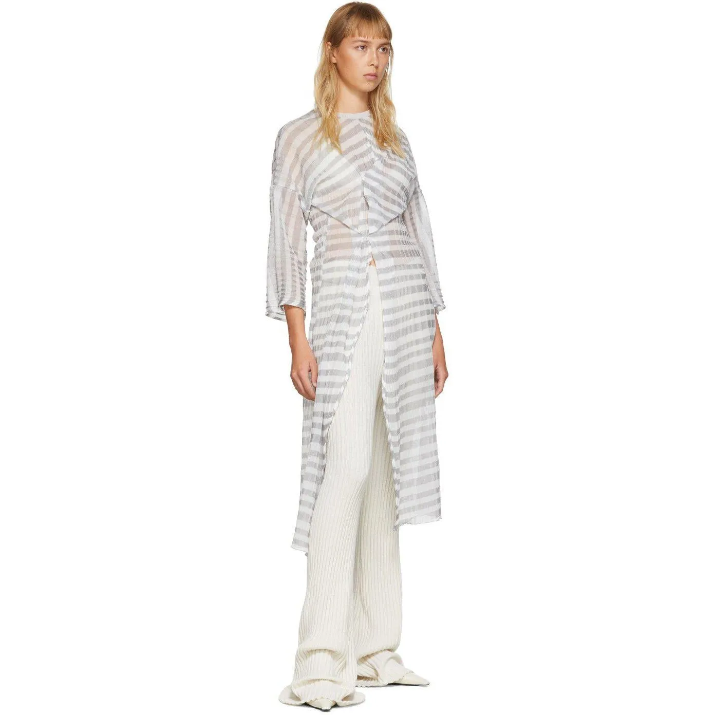 Christina Seewald SSENSE Exclusive Off-White Rib Knit Lounge Pants