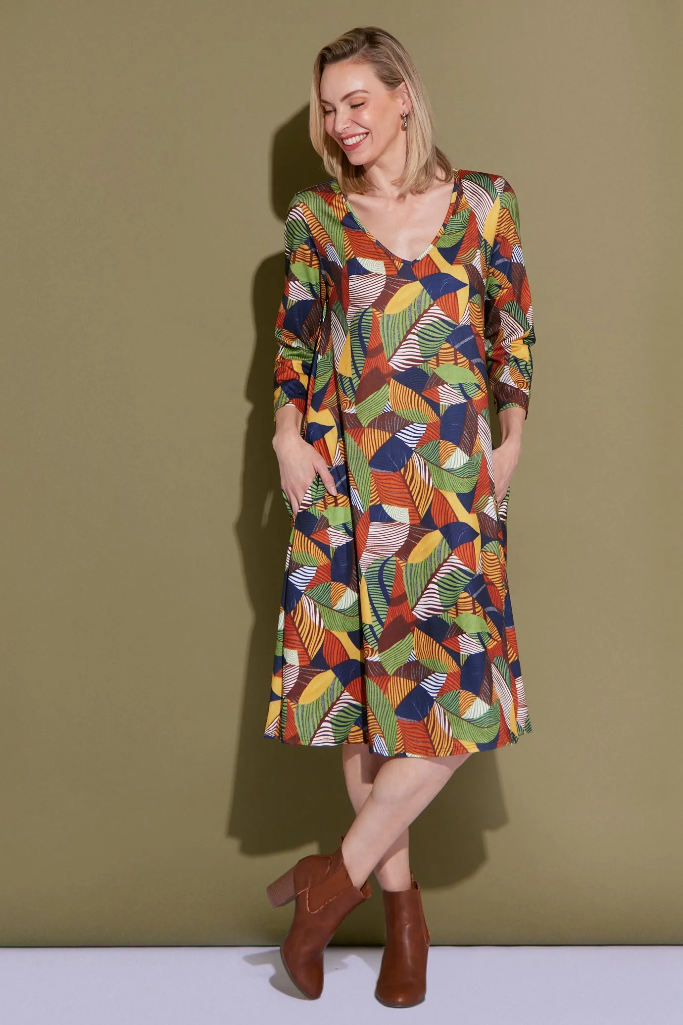 Christobel Sleeved Dress - Autumnal
