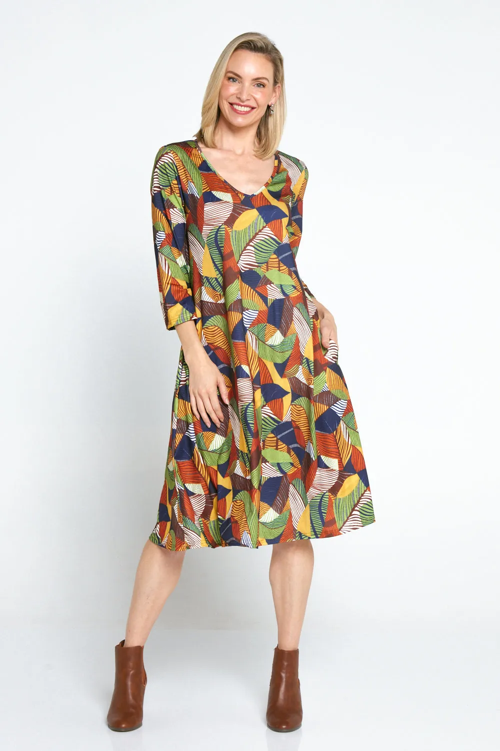 Christobel Sleeved Dress - Autumnal