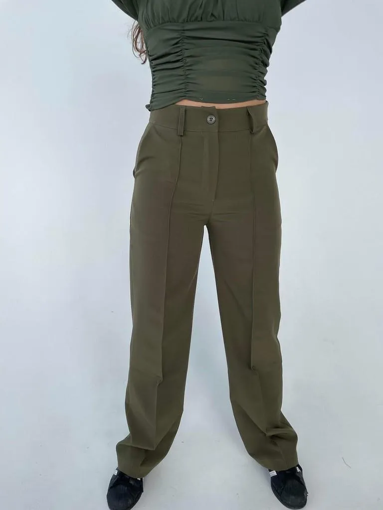 Classic wide pants kaki green