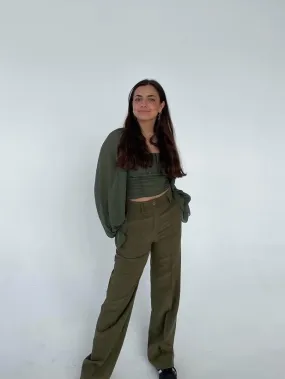 Classic wide pants kaki green