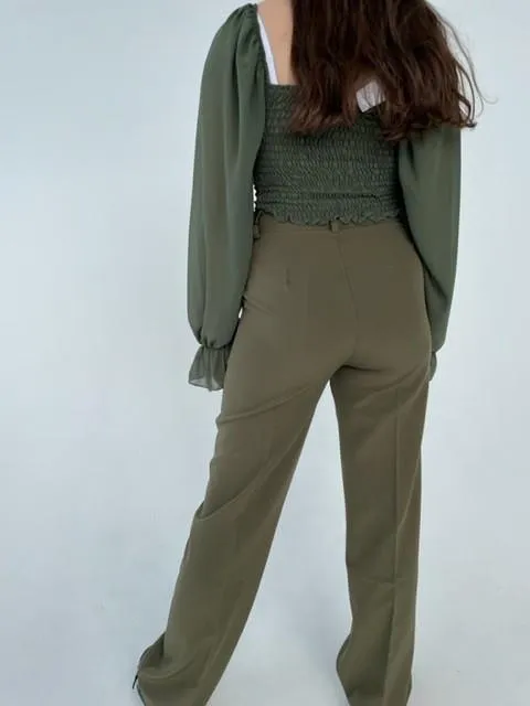 Classic wide pants kaki green