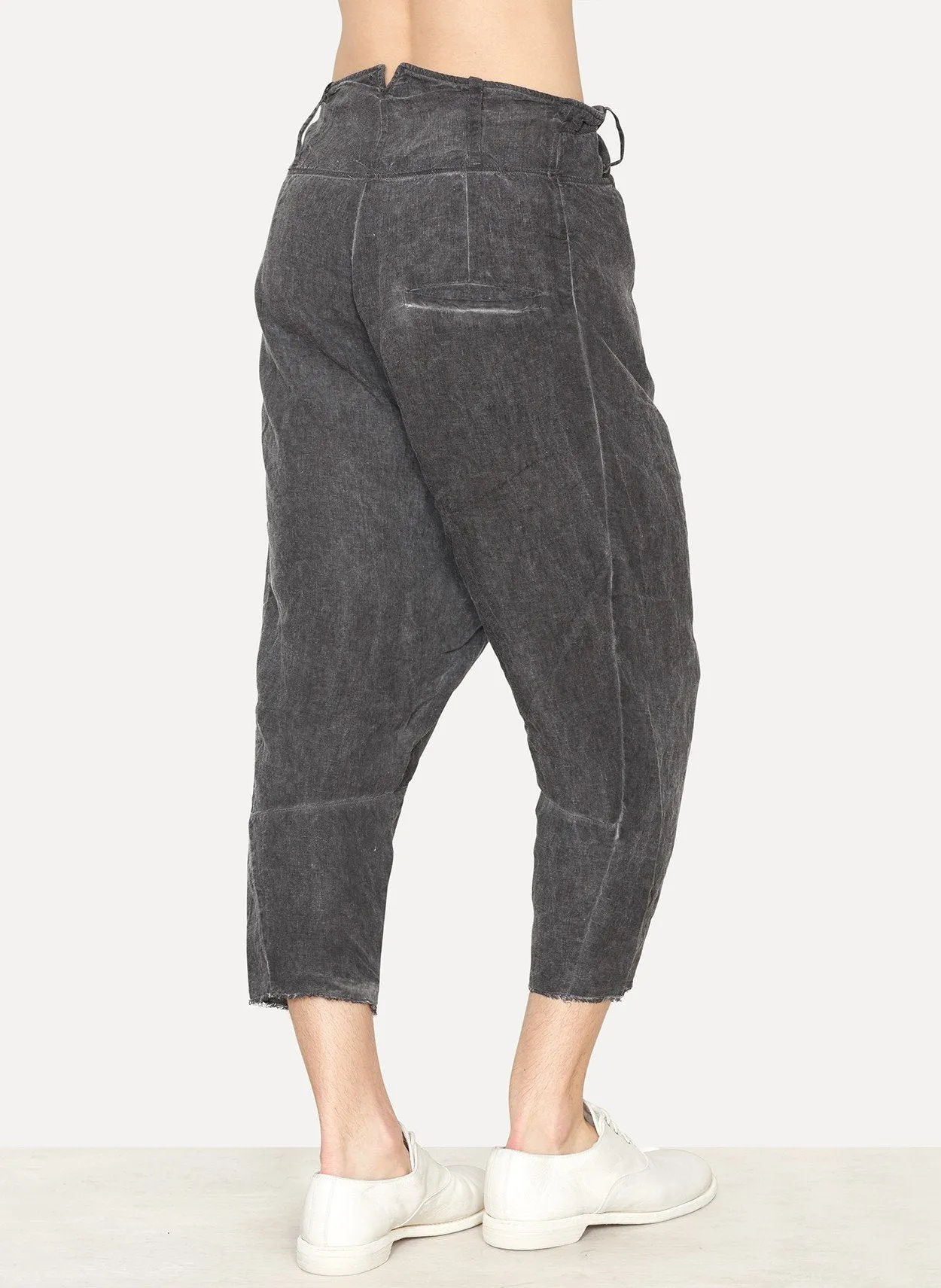 Cold Black Linen Tailored Back Pant