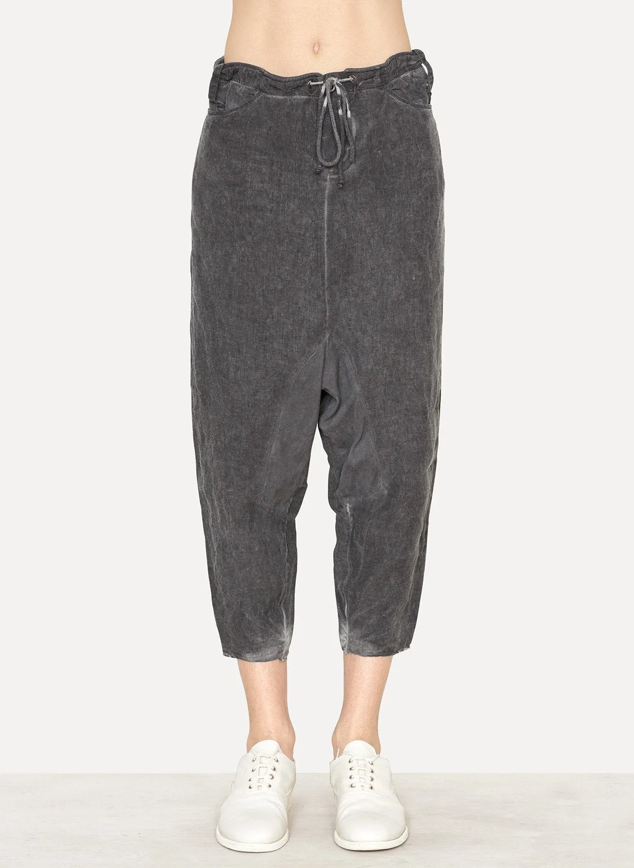 Cold Black Linen Tailored Back Pant
