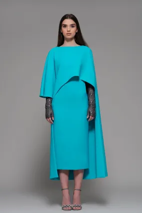 Column Midi Dress with Cape