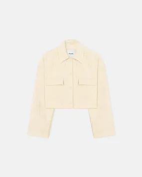 Coreen - Cropped Sculpted Glass Poplin Shirt - Oat