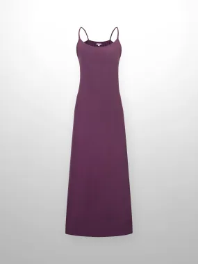 Cupro Crew Neck Slip Dress-Eggplant