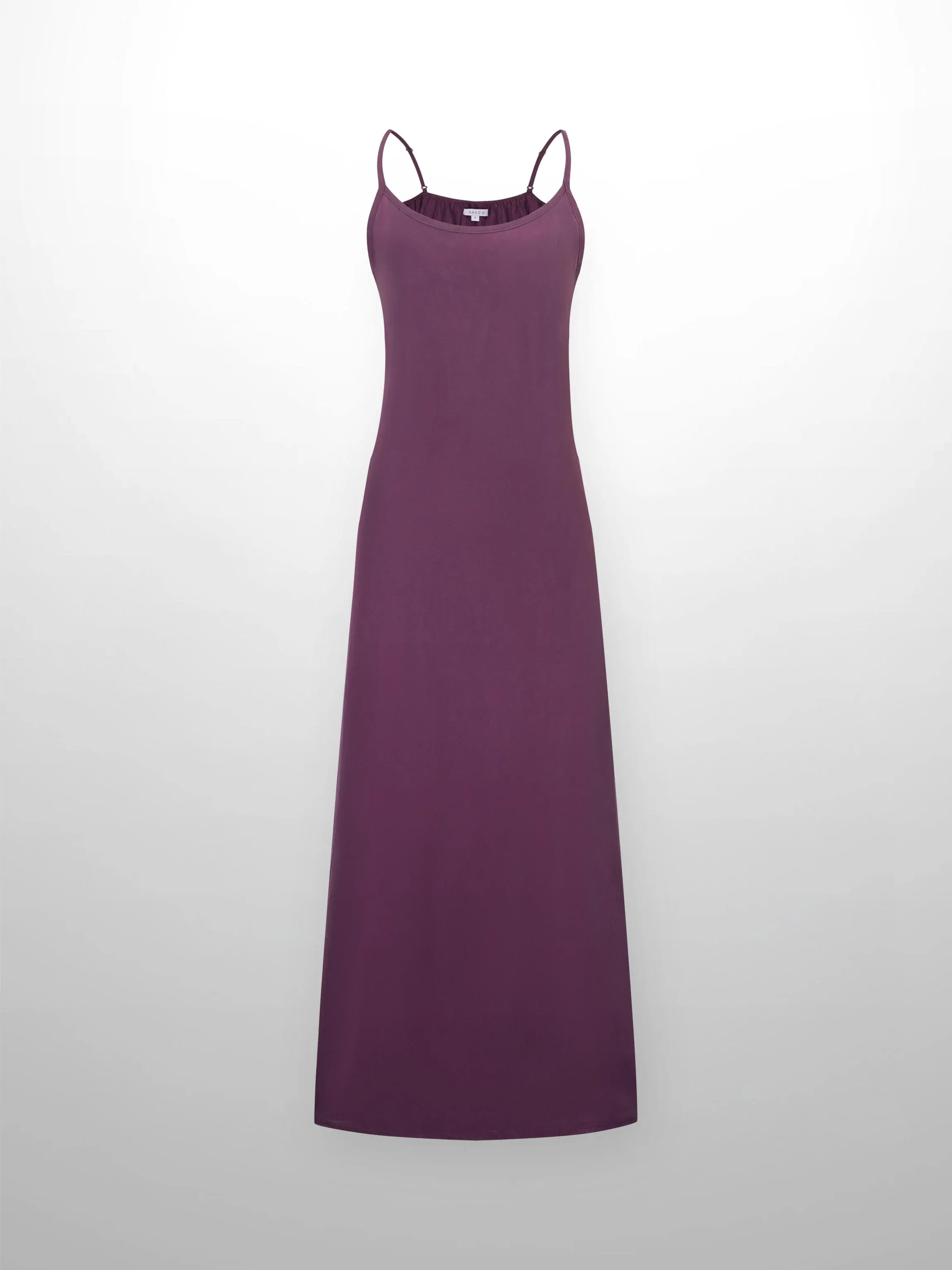 Cupro Crew Neck Slip Dress-Eggplant