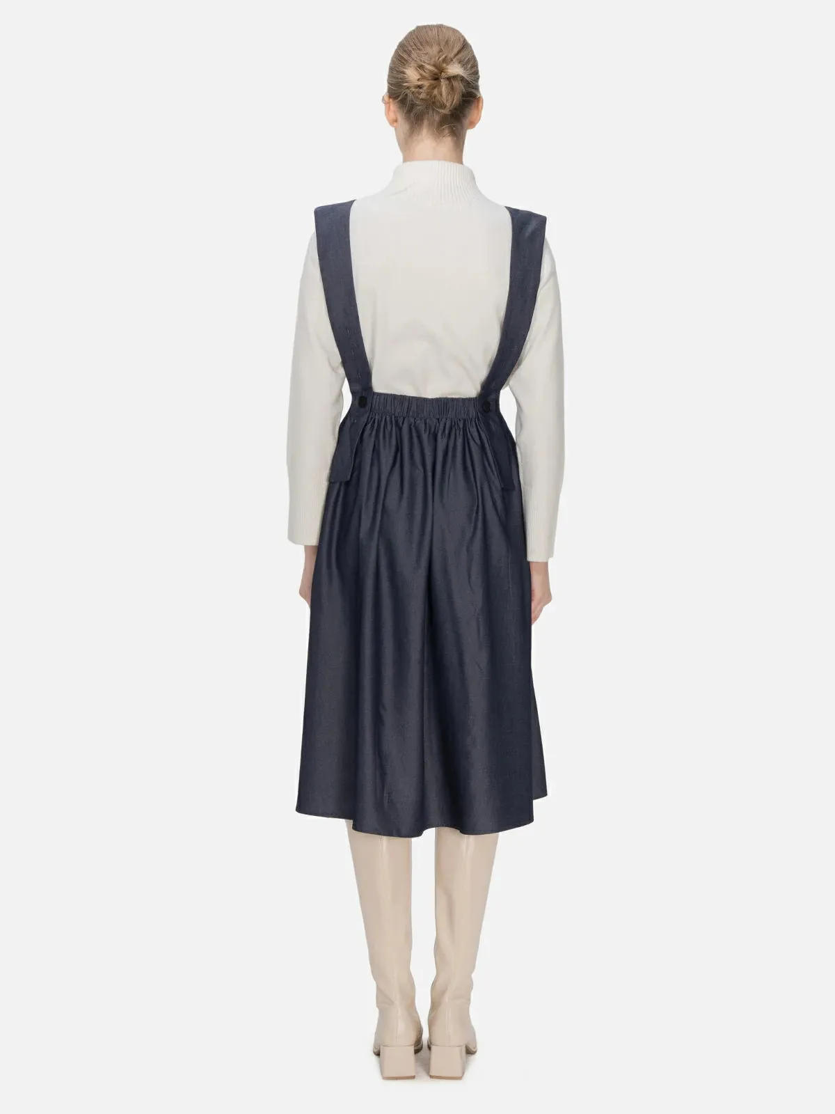 Deep V Neck Elastic Overall Midi Dress