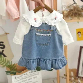 Denim Overall Dress Set