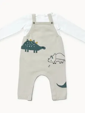 Dino Jacquard Knit Overall Set