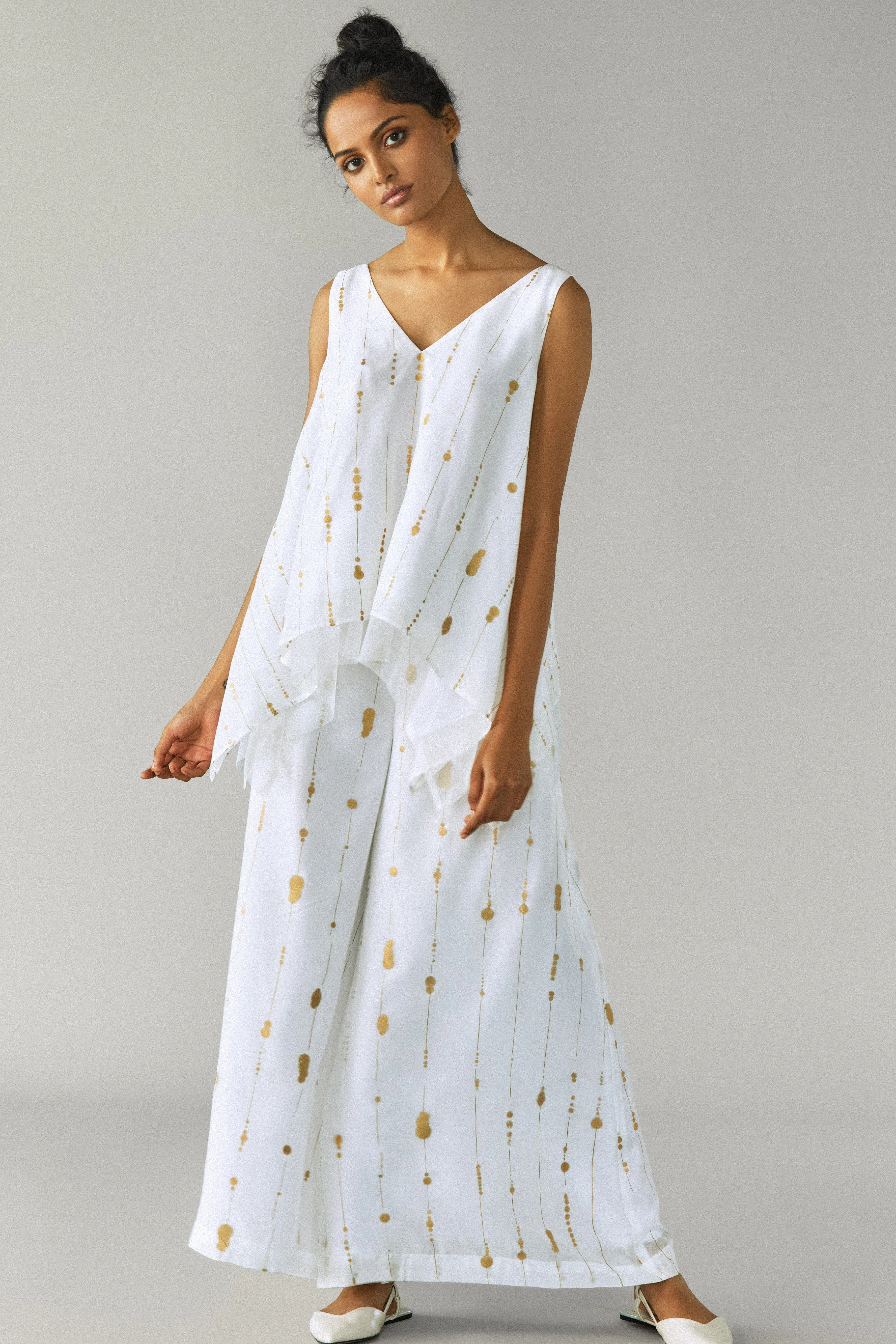 Dot and Line Flared Pants
