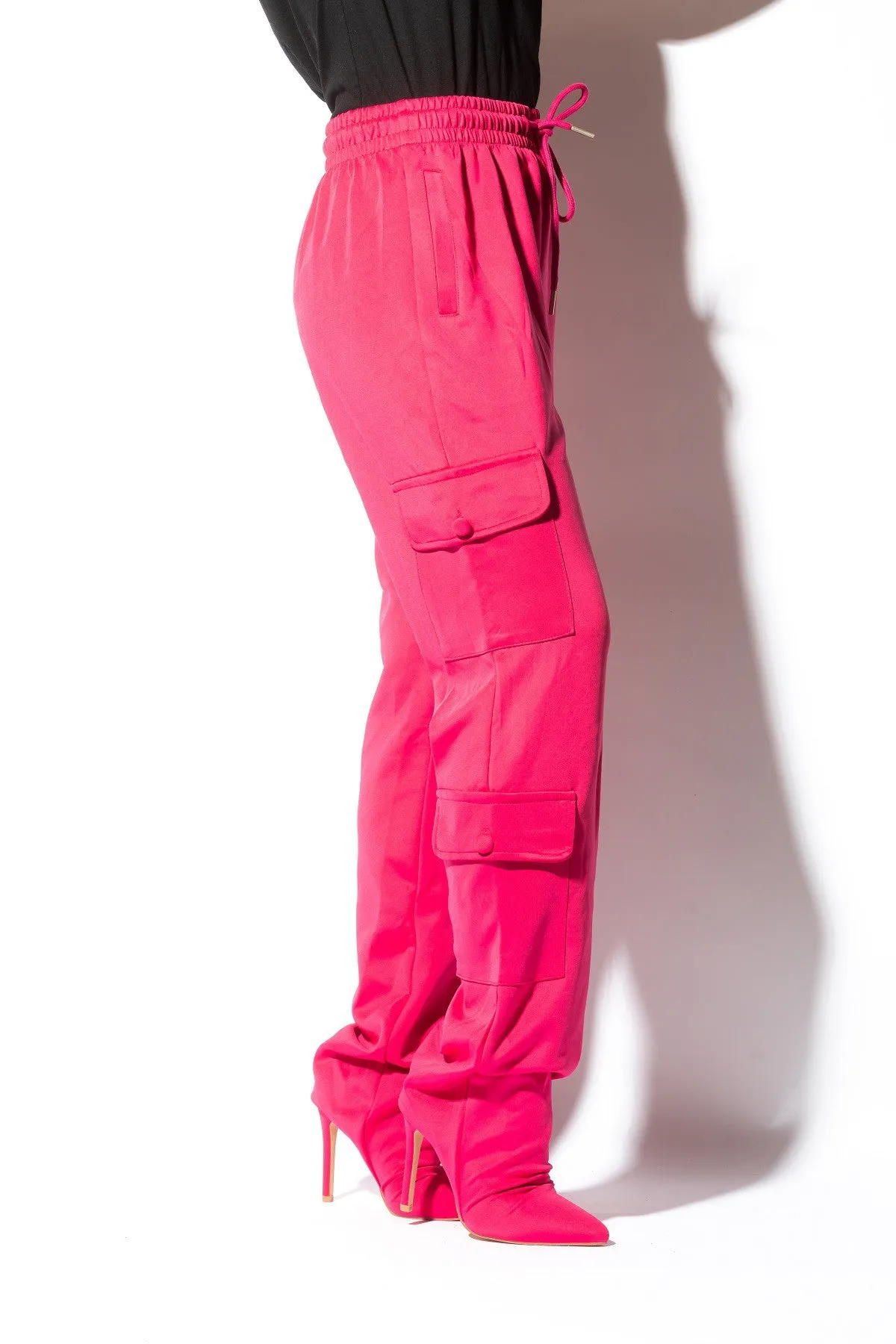 drawstring cargo pant stiletto boots