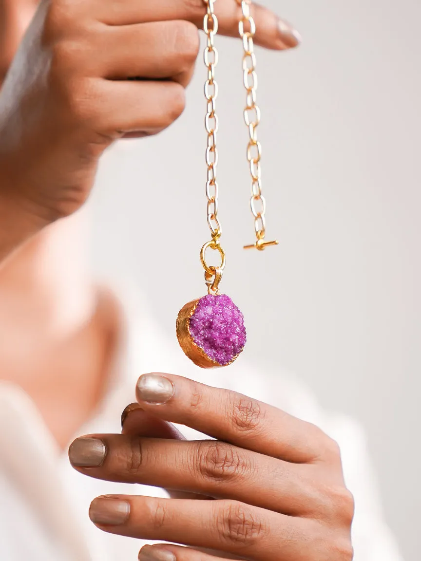 Druzy Pendant with Toggle Clasp